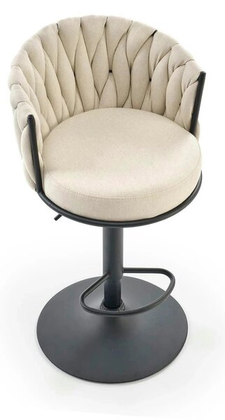 Scaun bar textil H125, bej - Nea 25, stofa clasica/otel, 53x54x90/105
