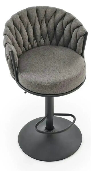 Scaun bar textil H125, gri - Nea 15, stofa clasica/otel, 53x54x90/105