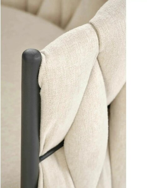 Scaun bar textil H125, bej - Nea 25, stofa clasica/otel, 53x54x90/105