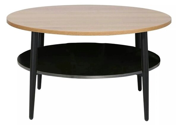 Masuta cafea ELLA A, stejar/negru mat, PAL/metal, 80x45 cm