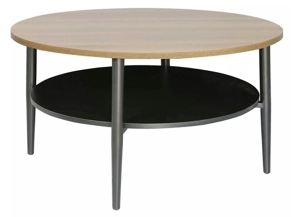 Masuta cafea ELLA A, stejar/negru mat, PAL/metal, 80x45 cm
