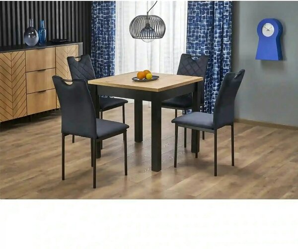 Masa extensibila QUBIK, stejar artisan/negru, PAL laminat, 80/200x80x7
