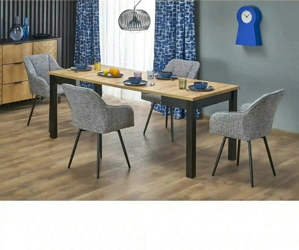 Masa extensibila QUBIK, stejar artisan/negru, PAL laminat, 80/200x80x7