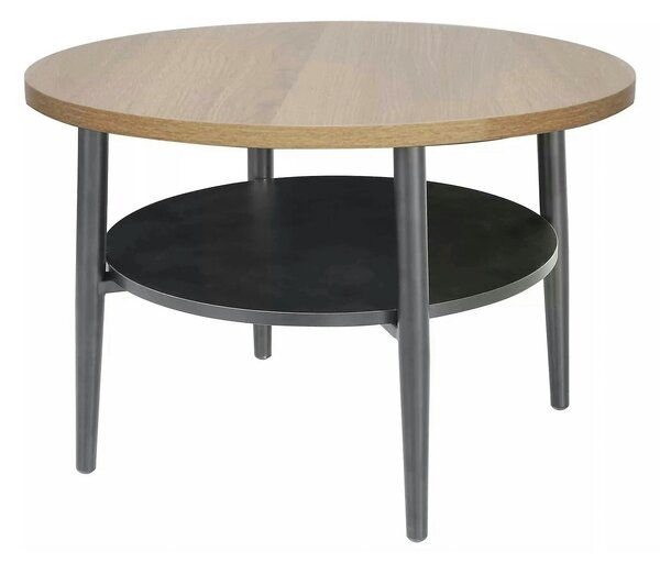 Masuta cafea ELLA B, stejar/negru mat, PAL/metal, 60x45 cm