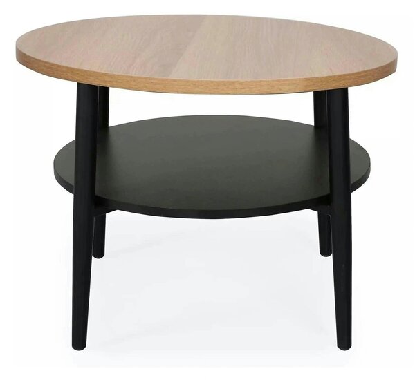 Masuta cafea ELLA B, stejar/negru mat, PAL/metal, 60x45 cm
