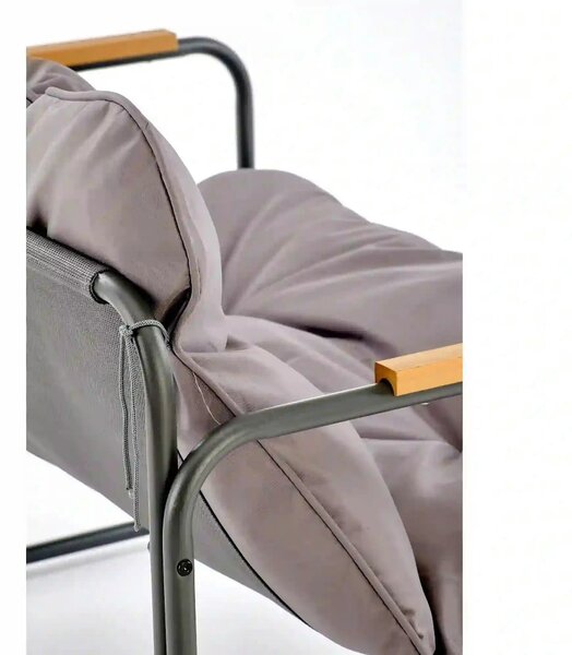 Set gradina HUDSON, gri/negru, stofa clasica/plasa/metal/sticla, cu ma