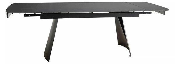 Masa extensibila BACARDI, negru mat cu efect de marmura, ceramica/meta