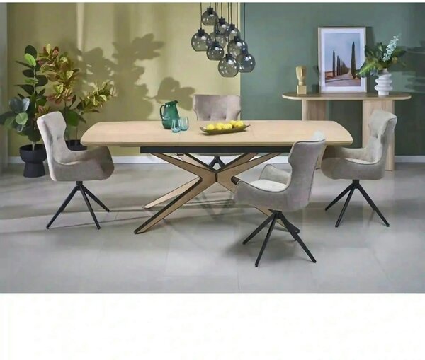 Masa extensibila JAMES, stejar/negru, 160/220x90x76 cm