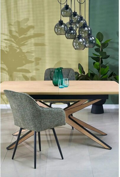 Masa extensibila JAMES, stejar/negru, 160/220x90x76 cm
