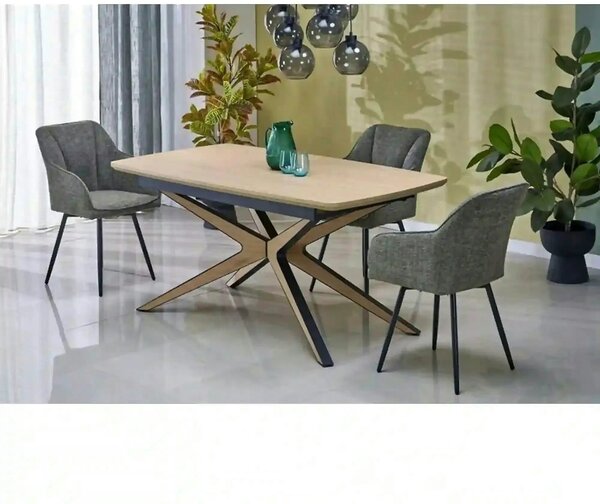 Masa extensibila JAMES, stejar/negru, 160/220x90x76 cm