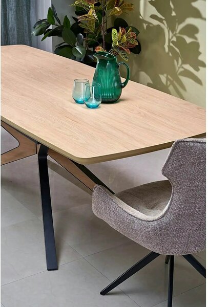 Masa extensibila JAMES, stejar/negru, 160/220x90x76 cm