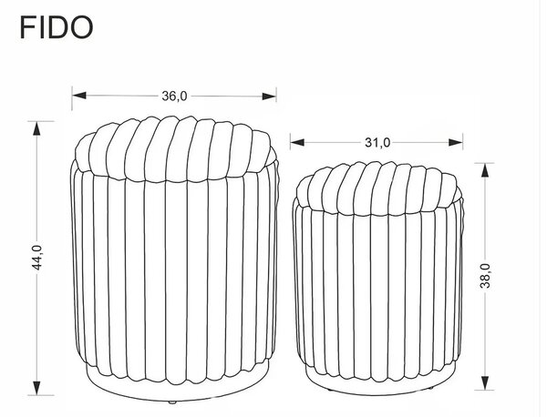 Set 2 taburete FIDO, stofa crem