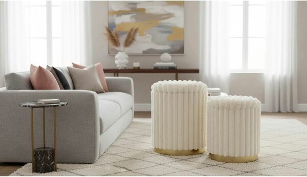 Set 2 taburete FIDO, stofa crem