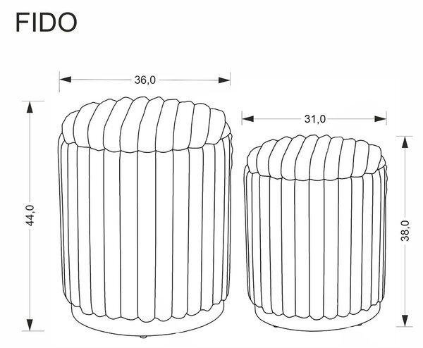 Set 2 taburete FIDO, stofa cappuccino