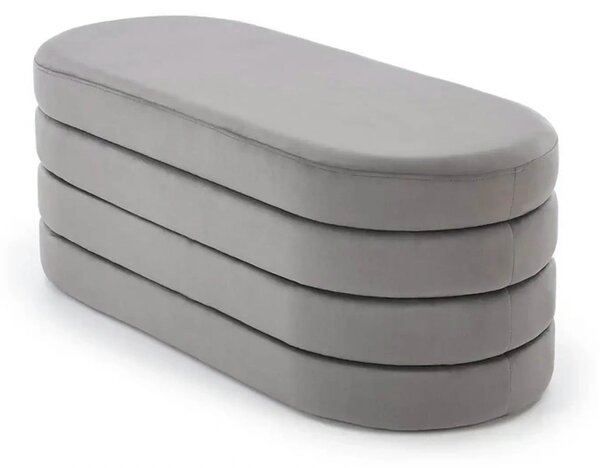 Bancheta CALPI, stofa catifelata gri, 110x46x42 cm