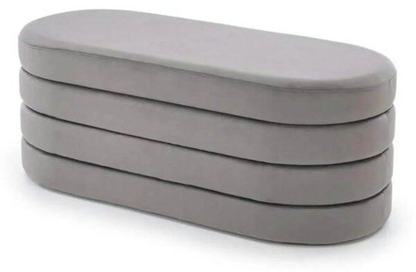 Bancheta CALPI, stofa catifelata gri, 110x46x42 cm