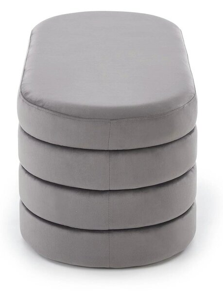 Bancheta CALPI, stofa catifelata gri, 110x46x42 cm