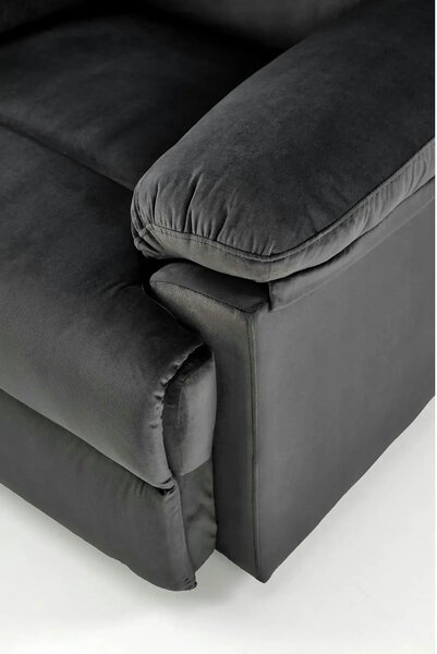 Fotoliu rabatabil DRAGER, negru, stofa catifelata/metal, 88x90/160x105 cm