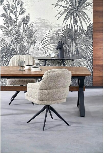 Masa extensibila BARON, nuc/negru, 200-350x100x75 cm