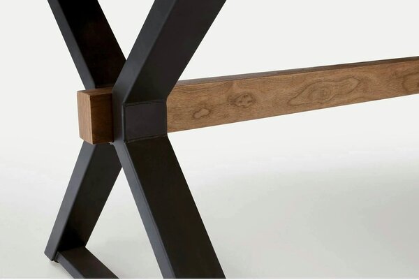 Masa extensibila BARON, nuc/negru, 200-350x100x75 cm