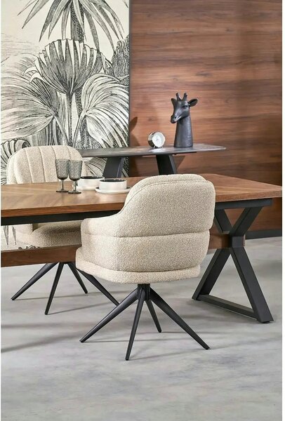 Masa extensibila BARON, nuc/negru, 200-350x100x75 cm