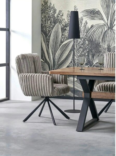 Masa extensibila BARON, nuc/negru, 200-350x100x75 cm