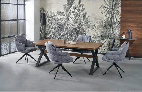 Masa extensibila BARON, nuc/negru, 200-350x100x75 cm