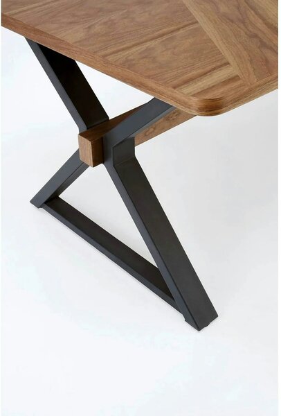 Masa extensibila BARON, nuc/negru, 200-350x100x75 cm