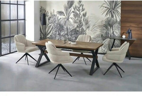 Masa extensibila BARON, nuc/negru, 200-350x100x75 cm