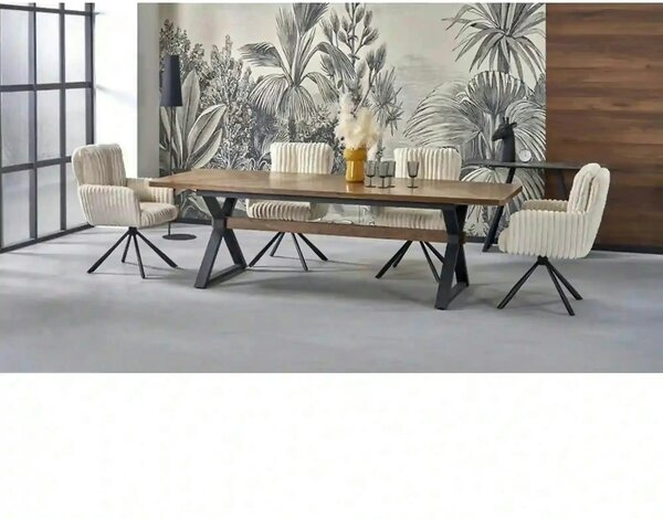 Masa extensibila BARON, nuc/negru, 200-350x100x75 cm