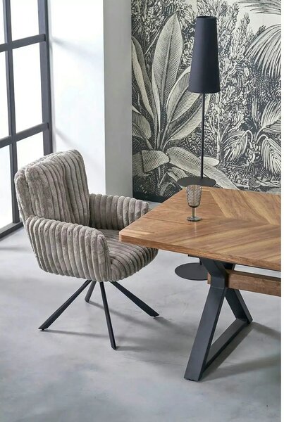 Masa extensibila BARON, nuc/negru, 200-350x100x75 cm