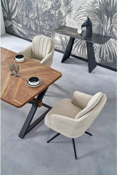 Masa extensibila BARON, nuc/negru, 200-350x100x75 cm