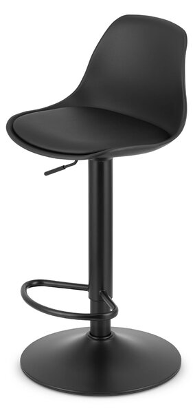 Scaun de bar negru HOGA din piele ecologica cu picior negru