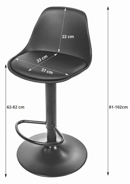 Scaun de bar negru HOGA din piele ecologica