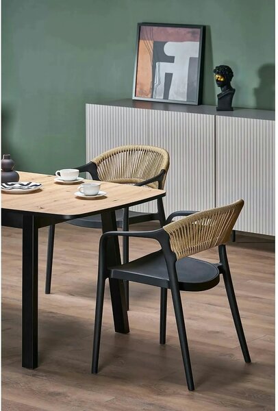 Scaun gradina K582, negru, polipropilena, 56x55x78 cm