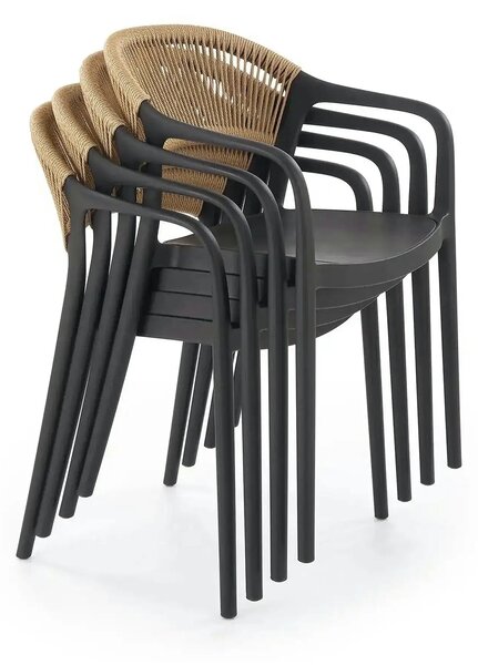 Scaun gradina K582, negru, polipropilena, 56x55x78 cm