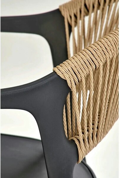 Scaun gradina K582, negru, polipropilena, 56x55x78 cm