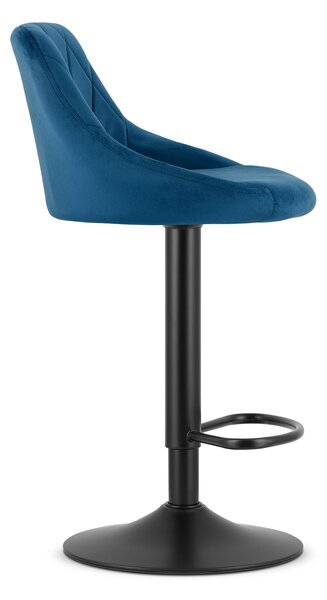 Scaun de bar albastru KAST VELVET cu picior negru
