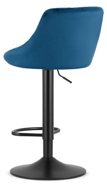 Scaun de bar albastru KAST VELVET cu picior negru