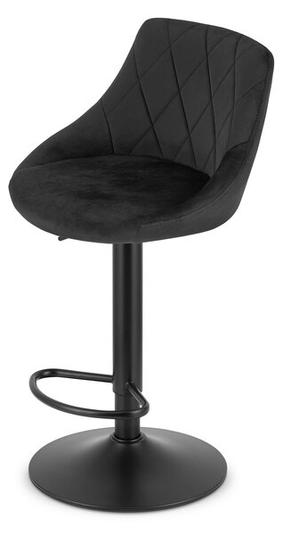 Scaun de bar negru KAST VELVET cu picior negru