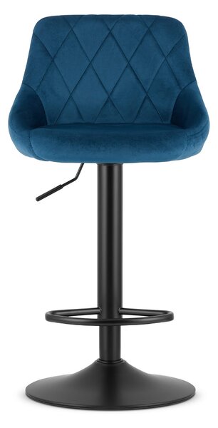 Scaun de bar albastru KAST VELVET cu picior negru