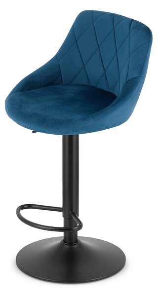 Scaun de bar albastru KAST VELVET cu picior negru