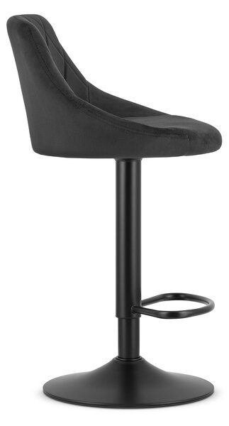 Scaun de bar negru KAST VELVET cu picior negru