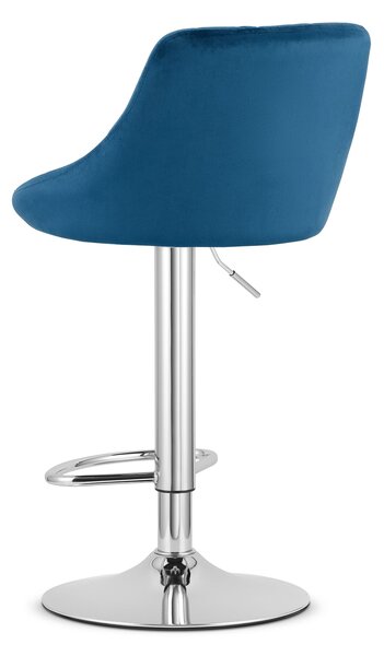 Scaun de bar albastru KAST VELVET