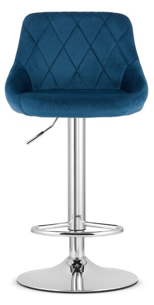 Scaun de bar albastru KAST VELVET