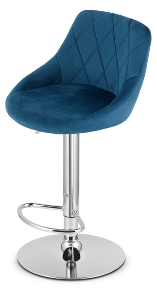 Scaun de bar albastru KAST VELVET