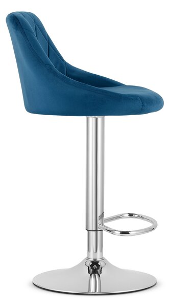 Scaun de bar albastru KAST VELVET