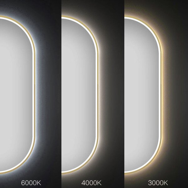 Oglindă LED OVL 50x100cm Brush Gold
