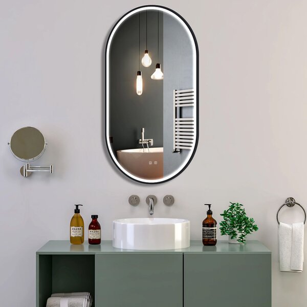 Oglindă LED OVL 50x100cm Black
