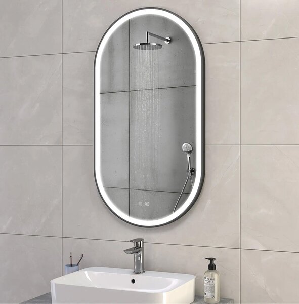 Oglindă LED OVL 50x100cm Black
